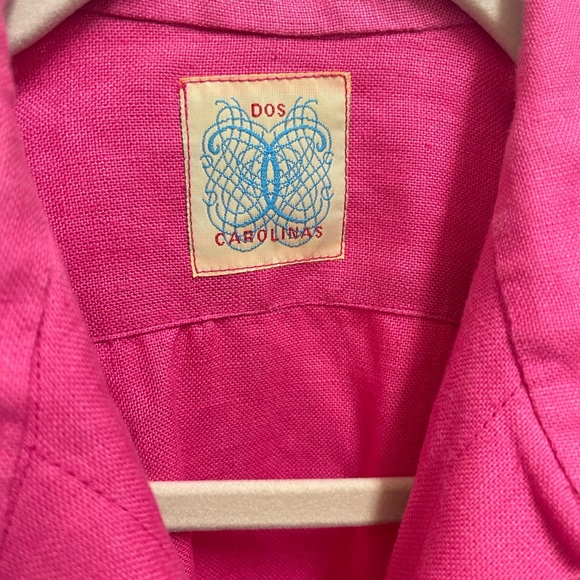 Dos Carolina Pink Tuxedo Style Button Down Blouse - Picture 6 of 14